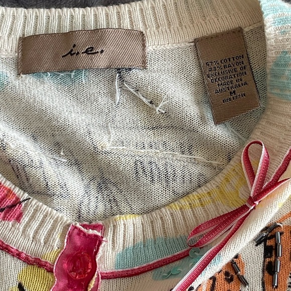 I.e. Cardigan Womens Floral Funky Button Up Cardigan Size M Colorful - Picture 6 of 14